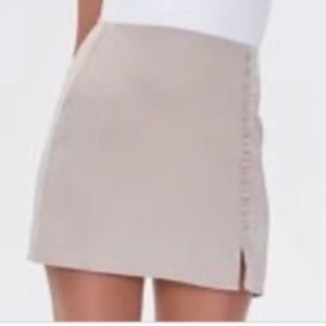 FOREVER 21 Button-Front Mini Skirt - Taupe